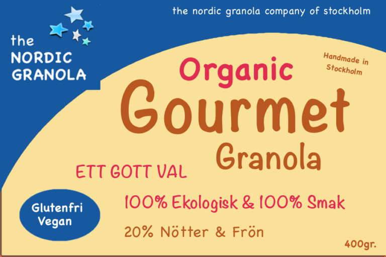 Organic Gourmet Granola Svenska och finska produkter