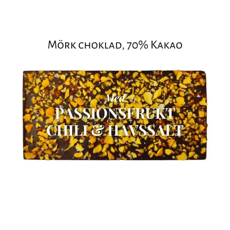 finska och svenska produkter choklad chokladkakor Passionsfrukt Chili Havssalt