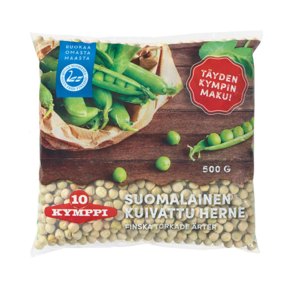 finska livsmedel torkade ärtor Kuivattu Herne Kymppi Glutenfritt Kycklingfritt Laktosfritt Mjölkfritt Veganskt
